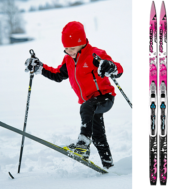 Беговые лыжи Fischer Snowstar Pink NIS Kids с креплениями 15-16