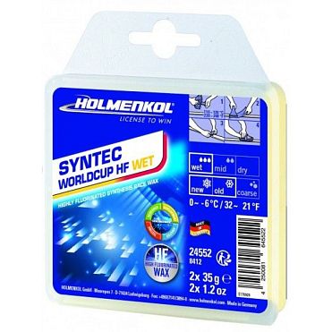 Высокофтористый парафин HOLMENKOL Syntec World Cup HF Wet 0°/-6°C 2 Х 35 г