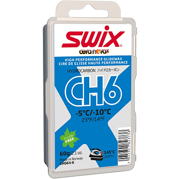 Безфтористый парафин SWIX CH6X Blue -5C / -10C 60 гр