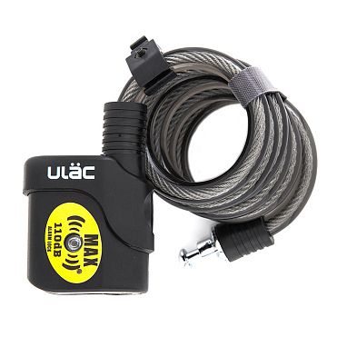 Замок ULAC BULLDOG с сигнализацией, 12мм x 120 см Black