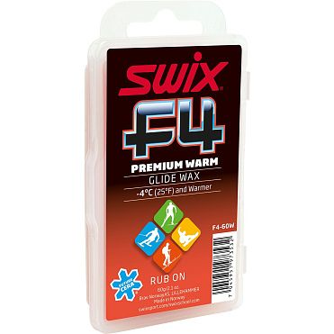 "Теплая" мазь скольжения SWIX Plus F4-60W твердая с пробкой 60 гр