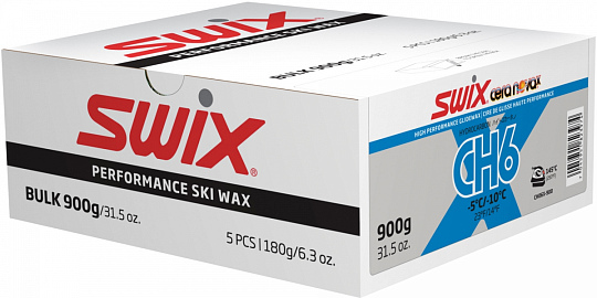 Безфтористый парафин Swix CH6X Blue (-5/-10C) 180гр